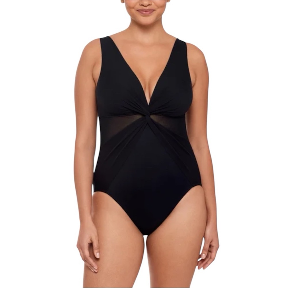 Miradonna By Miraclesuit One Piece Front Twist Side Mesh Adjustable Swimsuit